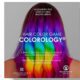 Copertina del gioco da tavolo didattico Colorology®, Hair Color Game, con una modella dai capelli colorati in sfumature arcobaleno e il logo del Poliestetico di Milano.