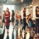 Un salone di parrucchieri moderno e di successo, con clienti felici e hairstylist al lavoro in un ambiente elegante e professionale.