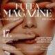 Copertina parodica di una rivista immaginaria chiamata "Fuffa Magazine", con una modella in primo piano e testi provocatori come "Investimento bluff" ed "Ego o altro?"