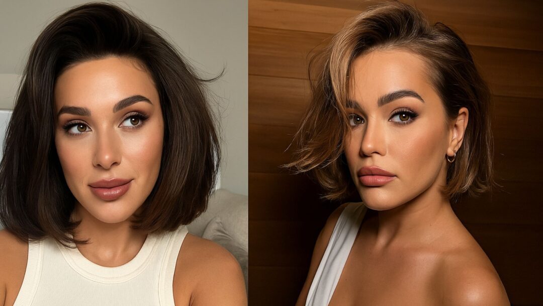 Due modelle con taglio Scandi Bob, stile naturale e raffinato, ideali per l’estate 2025.