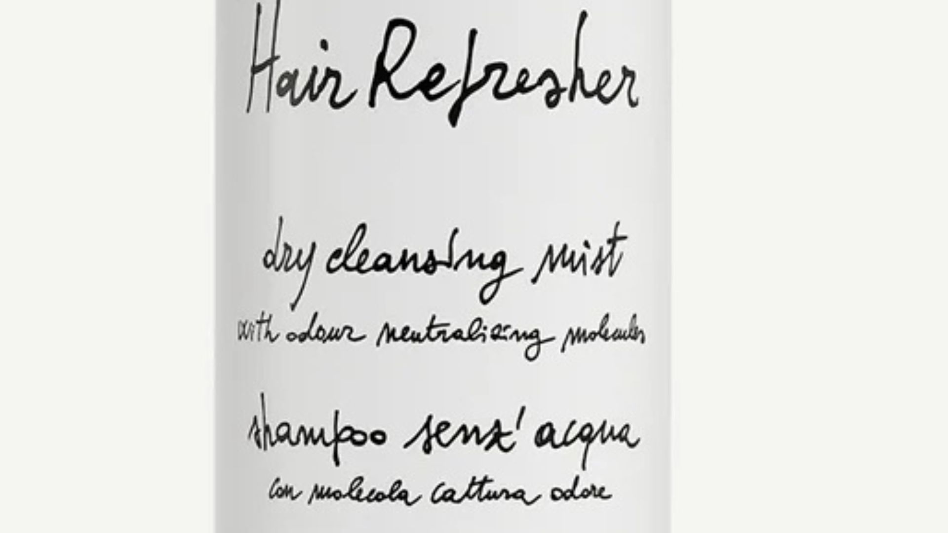 Dettaglio dell’etichetta dello shampoo secco Davines Hair Refresher con scritte in inglese e italiano.