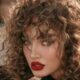 Donna con capelli ricci naturali ben definiti e labbra rosse, simbolo della bellezza curly 2025