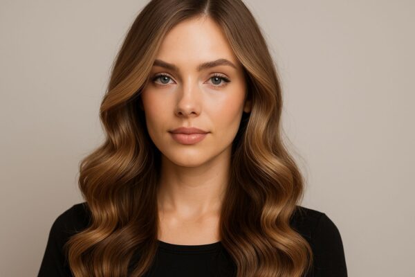 : Donna con piega moderna e impeccabile in salone professionale
