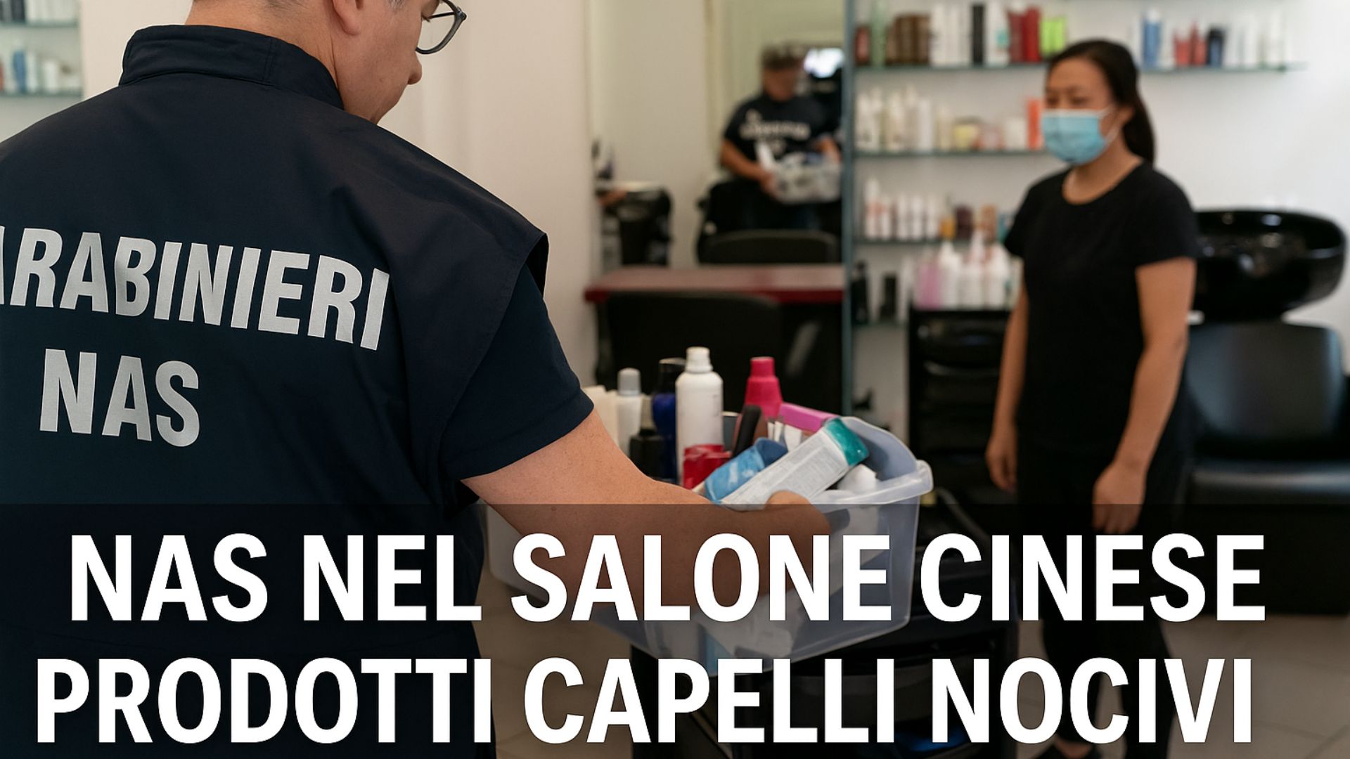 Ispettori del NAS sequestrano prodotti irregolari all’interno di un salone di parrucchieri gestito da cittadini cinesi.