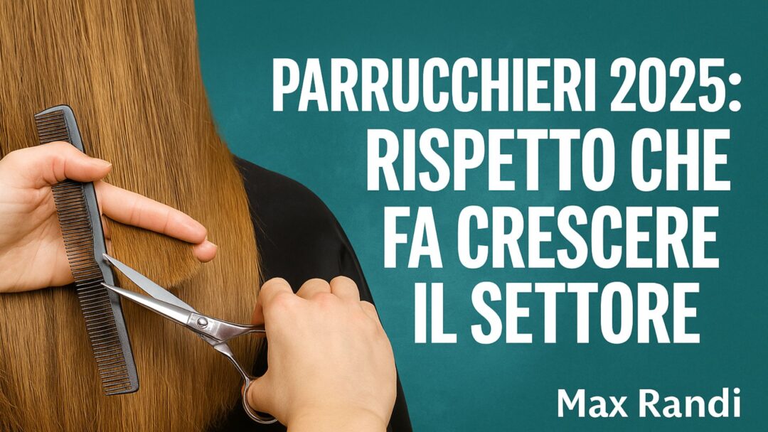 Copertina editoriale orizzontale per l’articolo “Parrucchieri 2025: rispetto che fa crescere il settore”, con parrucchieri in salone moderno.