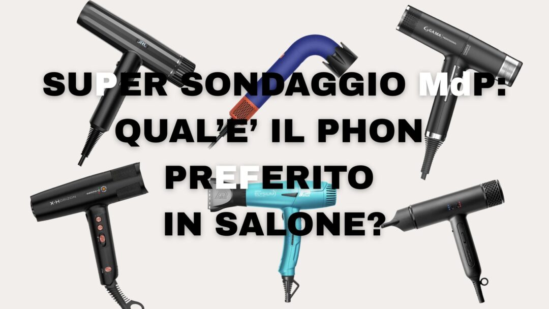 Grafica del sondaggio MdP sui phon professionali 2025, con i modelli Parlux, Dyson, Gama, JRL e Gamma Più.