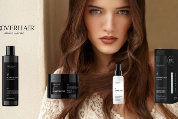Linea Ultimate Nutris Rover Hair con modella e prodotti Filler Shampoo, Filler Mask, Filler Bond e Biphasic