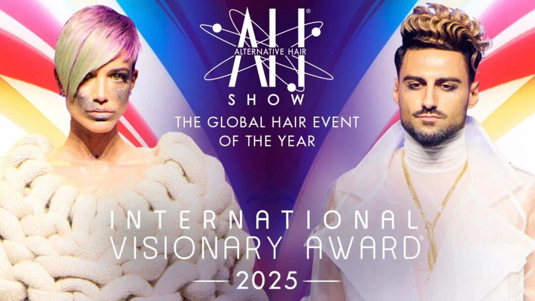 Locandina ufficiale del Vision Hair e International Visionary Award 2025 al Palazzo del Ghiaccio di Milano, evento globale dedicato all’hairstyling e alla creatività.