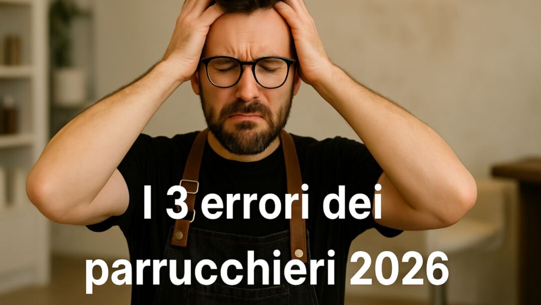 Parrucchiere con le mani tra i capelli in un salone moderno, simbolo degli errori più comuni nel 2026.