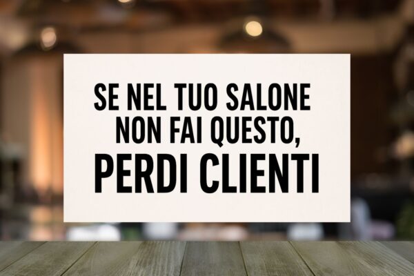 Immagine 1920x1080 con sfondo chiaro e testo nero in grande: “Se nel tuo salone non fai questo, perdi clienti”.