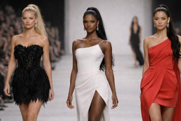 Sfilata trend capelli 2026 con modelle che portano la coda alta stile Jacquemus ed effetto glass hair realizzato con prodotti professionali.