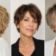 Tre esempi di tagli capelli bixie e pixie cut texturizzati su donne over 40 con diverse sfumature di biondo e castano.
