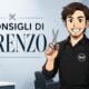 Copertina orizzontale con il titolo “I Consigli di Lorenzo” e illustrazione di Lorenzo, hairstylist MDP, con forbici e pettine in mano all’interno di un salone moderno.