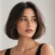 Modella con Capri Bob castano, volume naturale e riga centrale, ritratta a mezzo busto in luce naturale.