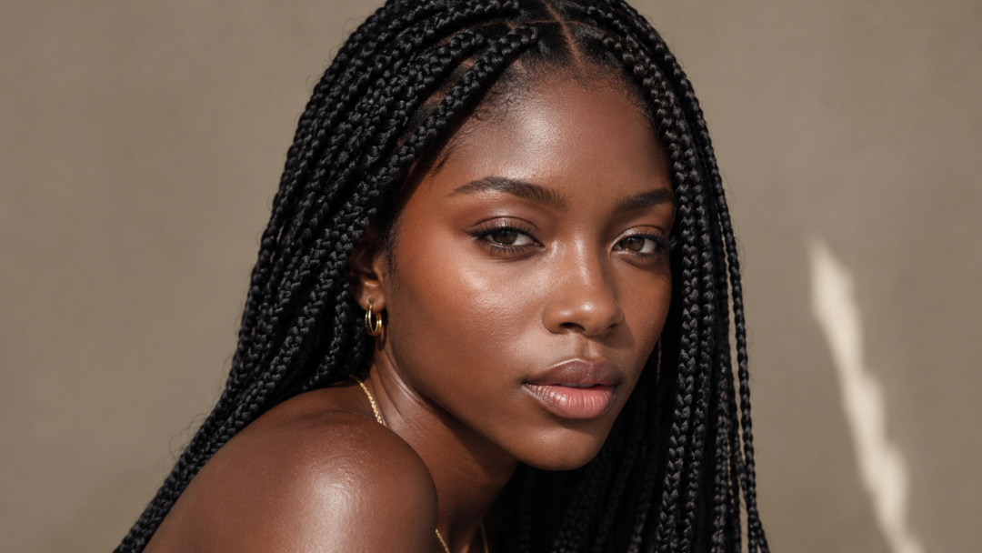 Donna con box braids, treccine afro estive