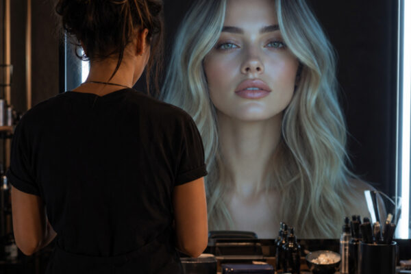 Hairstylist davanti a un’immagine artificiale: trasparenza AI nel settore Hair & Beauty