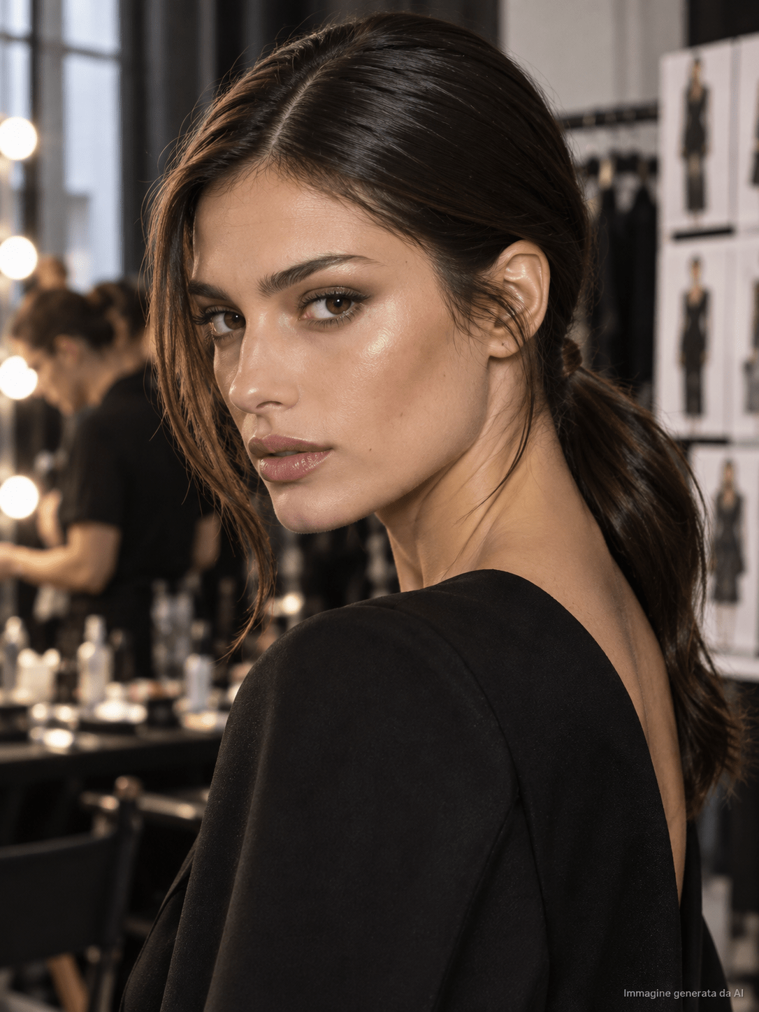 Soft knotted updo backstage fashion 2027