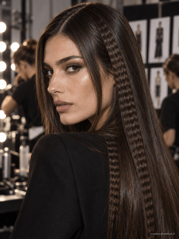 Selective crimp and hair texture backstage 2027