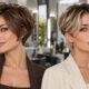 Due interpretazioni di taglio corto femminile: bixie e curtain crop con frangia morbida