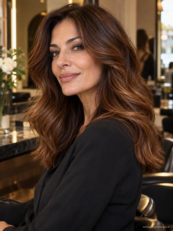 Cinnamon Brunette Balanced su capelli mossi