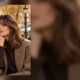 Woman with soft glossy brunette hair in an autumn city setting