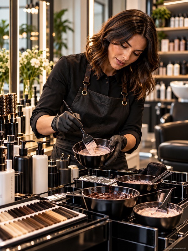 Servizio colore professionale con tecnica e applicazione in salone