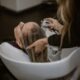 Salon client receiving a professional hair service