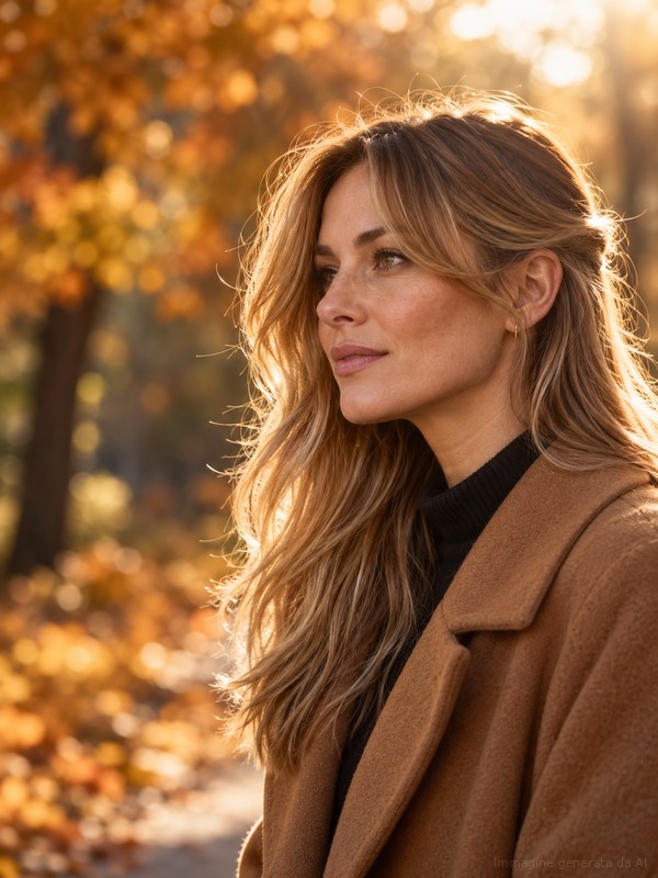 Bombshell bangs lunga con frangia aperta che incornicia gli occhi