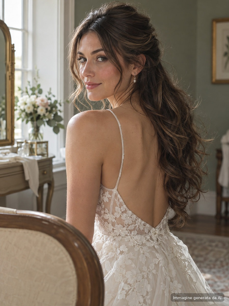 Semiraccolto da sposa con onde naturali