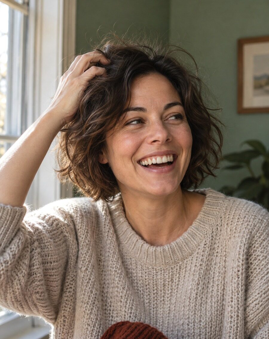 Bob mosso con volume naturale dopo aver tolto il berretto