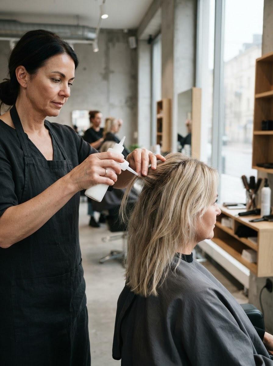 Trattamento per capelli in un salone europeo