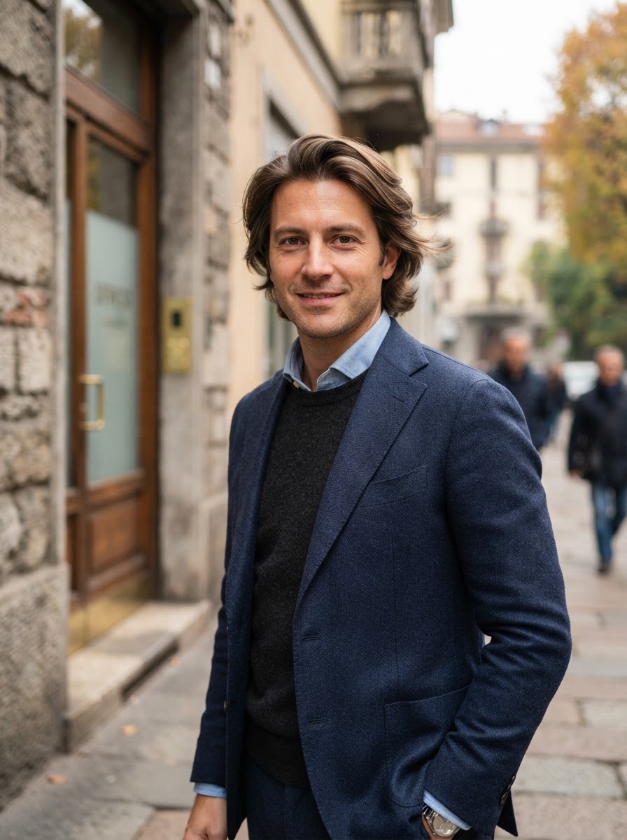 Men's naturally flowing medium-length cut