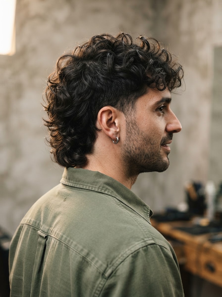 Wearable textured mullet for men in autumn winter