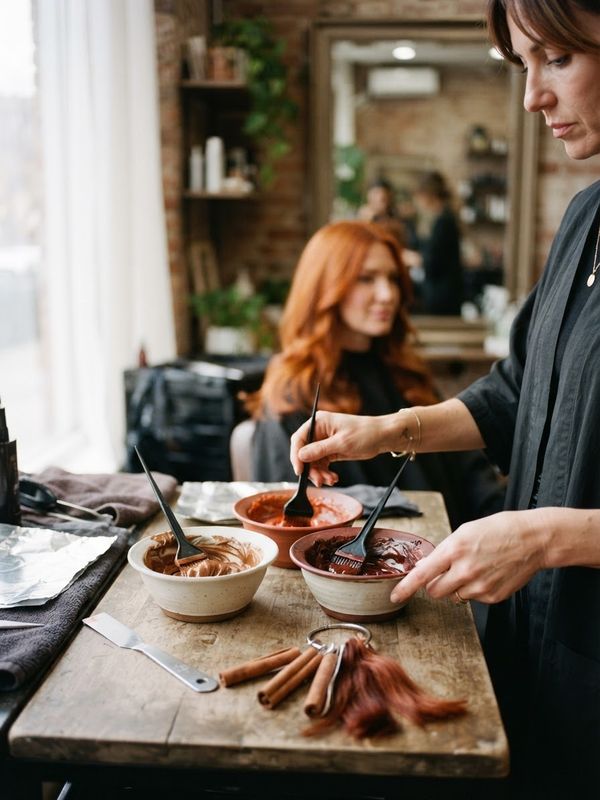 Preparazione di una miscela di colore ramato e castano per un Auburn Spice personalizzato