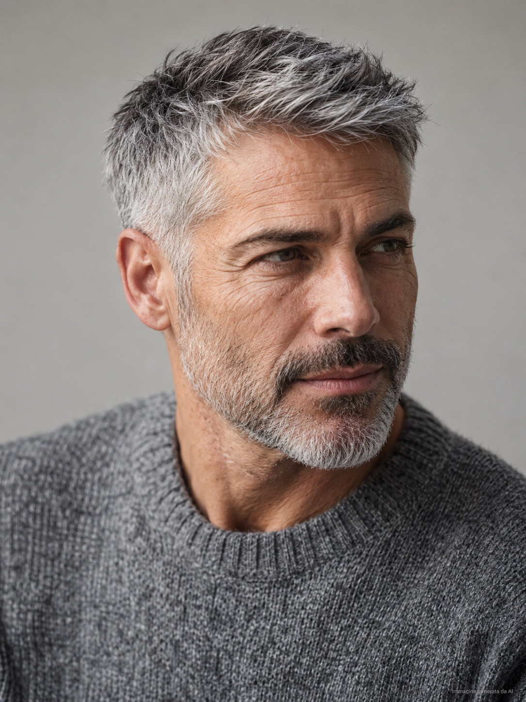 Textured crop su capelli grigi sale e pepe