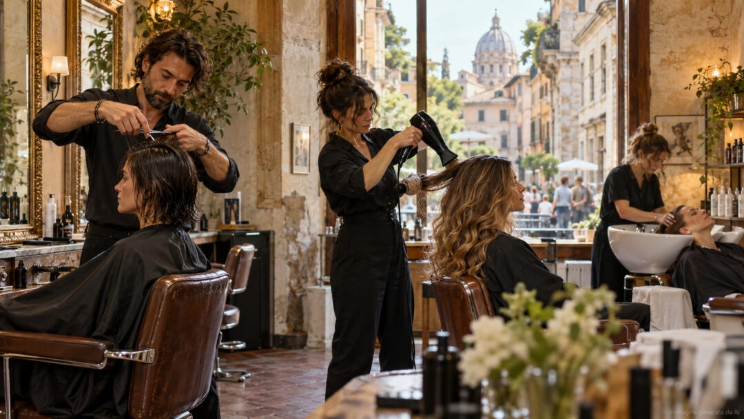 A small Italian salon team at work: staff is the largest cost after rent