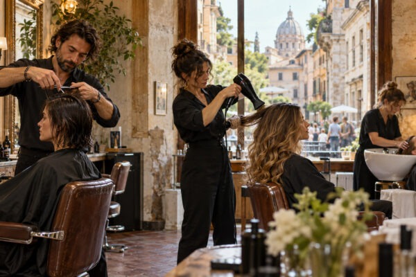 A small Italian salon team at work: staff is the largest cost after rent