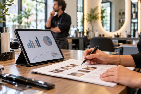 Listino prezzi professionale e grafici di mercato osservati in un salone italiano