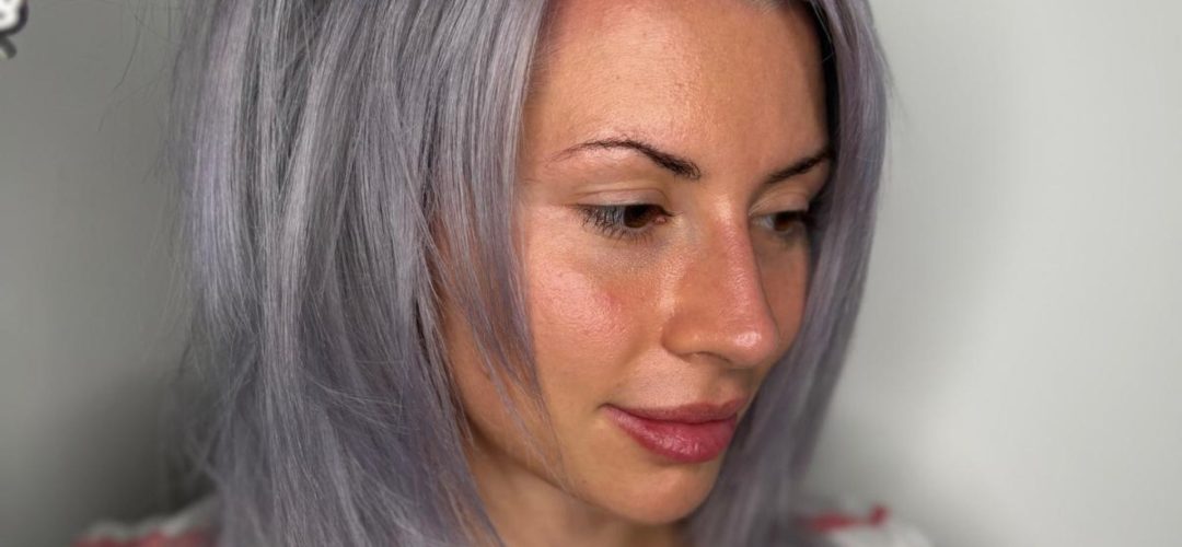 Ice Blonde transformation by La Fede with shadow roots technique and Davroe reconstruction.