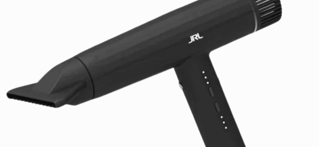 Phon professionale JRL Forte Pro 2020H nero con becco dentato, pensato per asciugatura, styling e tecniche Airtouch in salone.