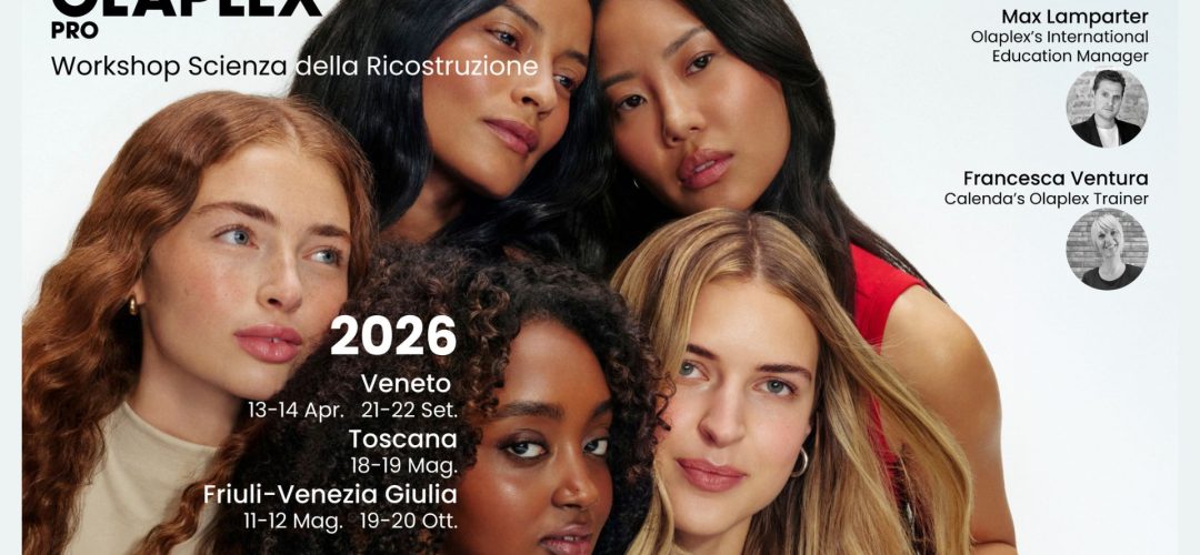 Locandina dei Workshop Olaplex Pro 2026 Scienza della Ricostruzione organizzati da Academy Calenda.