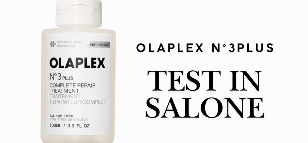 Flacone del nuovo trattamento Olaplex N.3 Plus con testo laterale "Test in Salone"
