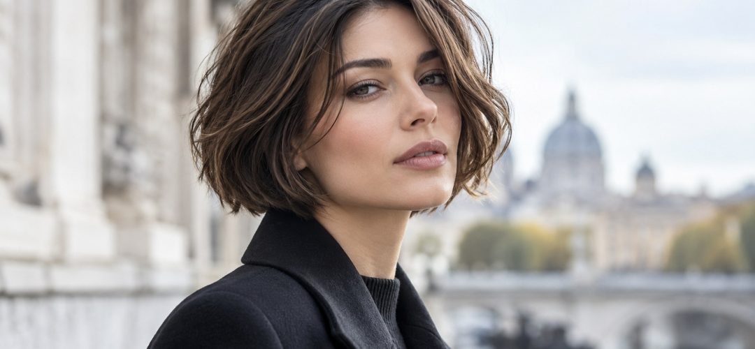 Modella con bob morbido e naturale per l’autunno 2026