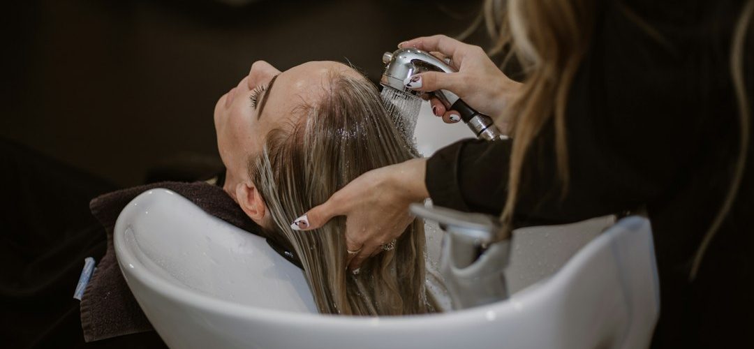 Salon client receiving a professional hair service